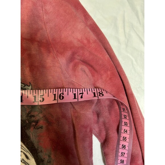 Early 2000’s Y2K Crimson Tie-Dye Long Sleeve With Floral Art Grunge Size L - Picture 4 of 12